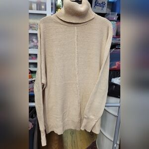 Sand Beige Turtleneck Batwing Long Sleeve Sweater
